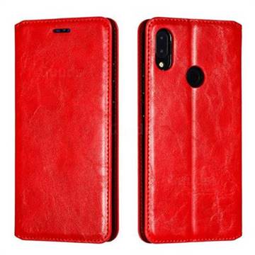 Retro Slim Magnetic Crazy Horse PU Leather Wallet Case for Xiaomi Mi Redmi Note 7 / Note 7 Pro - Red