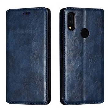 Retro Slim Magnetic Crazy Horse PU Leather Wallet Case for Xiaomi Mi Redmi Note 7 / Note 7 Pro - Blue