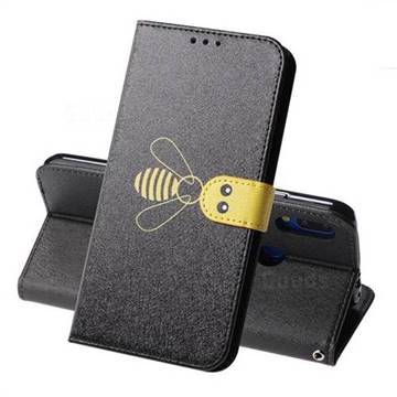 Silk Texture Bee Pattern Leather Phone Case for Xiaomi Mi Redmi Note 7 / Note 7 Pro - Black