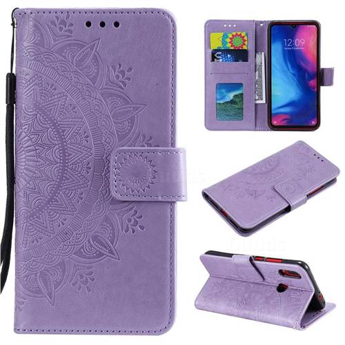 Intricate Embossing Datura Leather Wallet Case for Xiaomi Mi Redmi Note 7 / Note 7 Pro - Purple