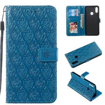Intricate Embossing Rattan Flower Leather Wallet Case for Xiaomi Mi Redmi Note 7 / Note 7 Pro - Blue