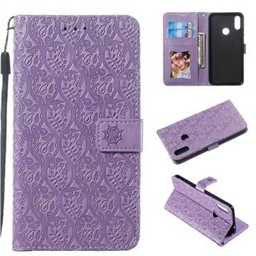 Intricate Embossing Rattan Flower Leather Wallet Case for Xiaomi Mi Redmi Note 7 / Note 7 Pro - Purple