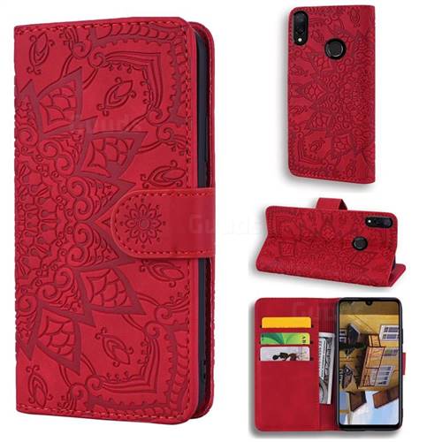 Retro Embossing Mandala Flower Leather Wallet Case for Xiaomi Mi Redmi Note 7 / Note 7 Pro - Red