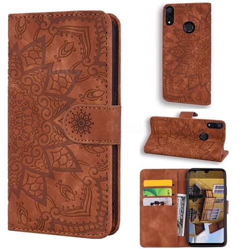 Retro Embossing Mandala Flower Leather Wallet Case for Xiaomi Mi Redmi Note 7 / Note 7 Pro - Brown