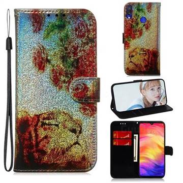 Tiger Rose Laser Shining Leather Wallet Phone Case for Xiaomi Mi Redmi Note 7 / Note 7 Pro