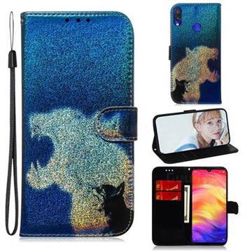 Cat and Leopard Laser Shining Leather Wallet Phone Case for Xiaomi Mi Redmi Note 7 / Note 7 Pro