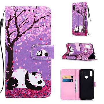 Cherry Blossom Panda Matte Leather Wallet Phone Case for Xiaomi Mi Redmi Note 7 / Note 7 Pro