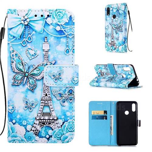 Tower Butterfly Matte Leather Wallet Phone Case for Xiaomi Mi Redmi Note 7 / Note 7 Pro