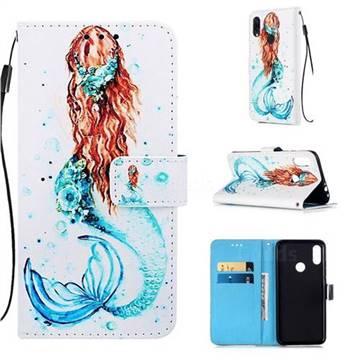 Mermaid Matte Leather Wallet Phone Case for Xiaomi Mi Redmi Note 7 / Note 7 Pro