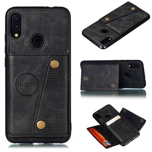 Retro Multifunction Card Slots Stand Leather Coated Phone Back Cover for Xiaomi Mi Redmi Note 7 / Note 7 Pro - Black