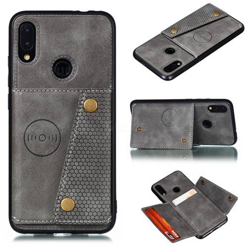 Retro Multifunction Card Slots Stand Leather Coated Phone Back Cover for Xiaomi Mi Redmi Note 7 / Note 7 Pro - Gray