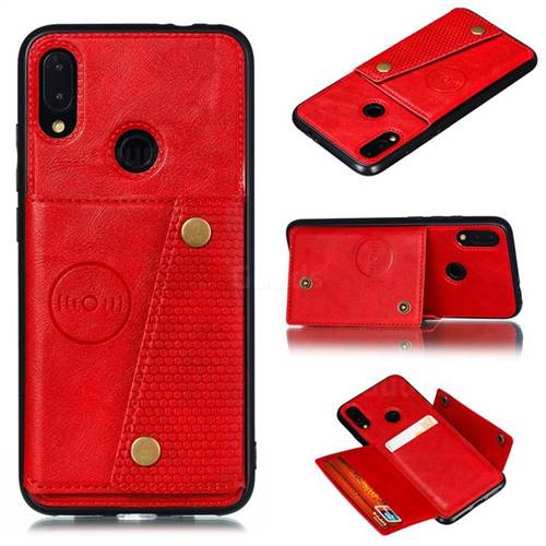 Retro Multifunction Card Slots Stand Leather Coated Phone Back Cover for Xiaomi Mi Redmi Note 7 / Note 7 Pro - Red