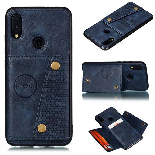 Retro Multifunction Card Slots Stand Leather Coated Phone Back Cover for Xiaomi Mi Redmi Note 7 / Note 7 Pro - Blue