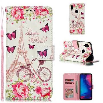 Bicycle Flower Tower 3D Painted Leather Phone Wallet Case for Xiaomi Mi Redmi Note 7 / Note 7 Pro