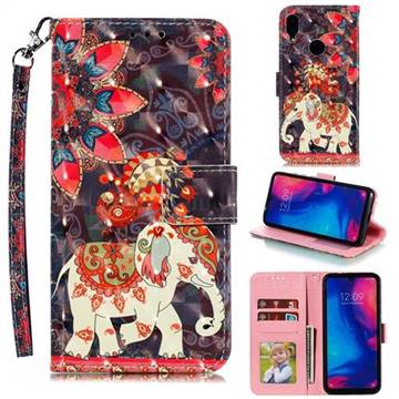 Phoenix Elephant 3D Painted Leather Phone Wallet Case for Xiaomi Mi Redmi Note 7 / Note 7 Pro