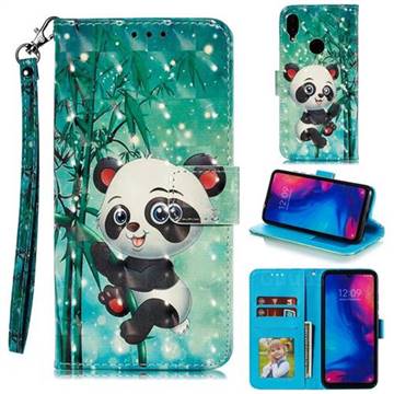 Cute Panda 3D Painted Leather Phone Wallet Case for Xiaomi Mi Redmi Note 7 / Note 7 Pro