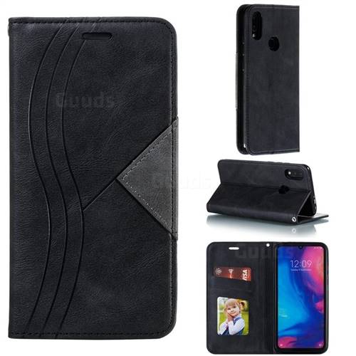 Retro S Streak Magnetic Leather Wallet Phone Case for Xiaomi Mi Redmi Note 7 / Note 7 Pro - Black