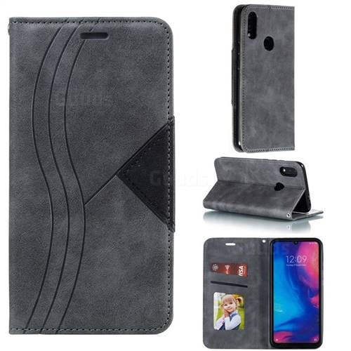 Retro S Streak Magnetic Leather Wallet Phone Case for Xiaomi Mi Redmi Note 7 / Note 7 Pro - Gray