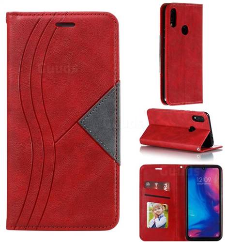Retro S Streak Magnetic Leather Wallet Phone Case for Xiaomi Mi Redmi Note 7 / Note 7 Pro - Red