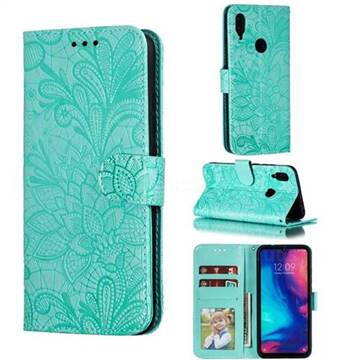 Intricate Embossing Lace Jasmine Flower Leather Wallet Case for Xiaomi Mi Redmi Note 7 / Note 7 Pro - Green