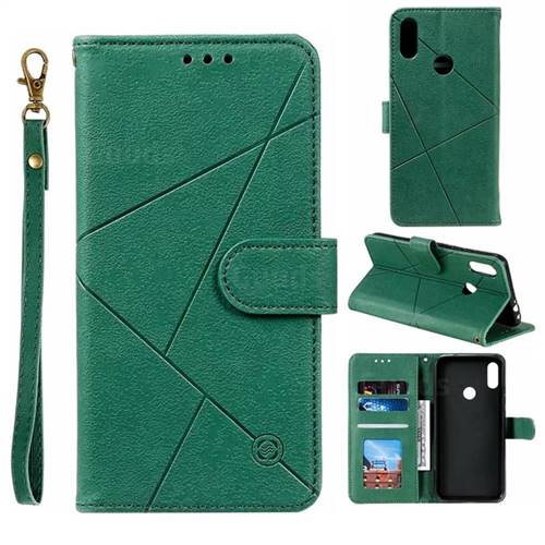 Embossing Geometric Leather Wallet Case for Xiaomi Mi Redmi Note 7 / Note 7 Pro - Green