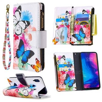 Vivid Flying Butterflies Binfen Color BF03 Retro Zipper Leather Wallet Phone Case for Xiaomi Mi Redmi Note 7 / Note 7 Pro