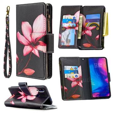 Lotus Flower Binfen Color BF03 Retro Zipper Leather Wallet Phone Case for Xiaomi Mi Redmi Note 7 / Note 7 Pro