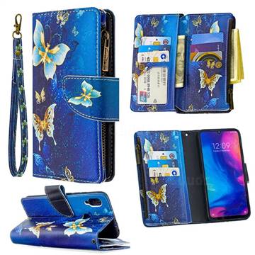 Golden Butterflies Binfen Color BF03 Retro Zipper Leather Wallet Phone Case for Xiaomi Mi Redmi Note 7 / Note 7 Pro