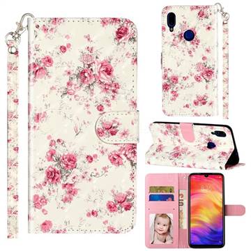 Rambler Rose Flower 3D Leather Phone Holster Wallet Case for Xiaomi Mi Redmi Note 7 / Note 7 Pro