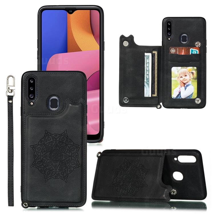 Luxury Mandala Multi-function Magnetic Card Slots Stand Leather Back Cover for Xiaomi Mi Redmi Note 7 / Note 7 Pro - Black