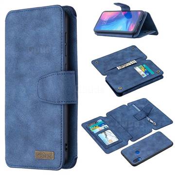 Binfen Color BF07 Frosted Zipper Bag Multifunction Leather Phone Wallet for Xiaomi Mi Redmi Note 7 / Note 7 Pro - Blue