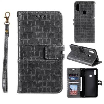 Luxury Crocodile Magnetic Leather Wallet Phone Case for Xiaomi Mi Redmi Note 7 / Note 7 Pro - Gray