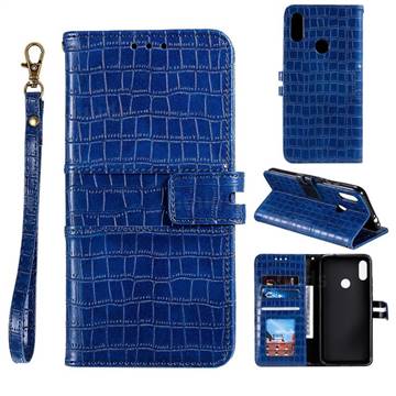 Luxury Crocodile Magnetic Leather Wallet Phone Case for Xiaomi Mi Redmi Note 7 / Note 7 Pro - Blue