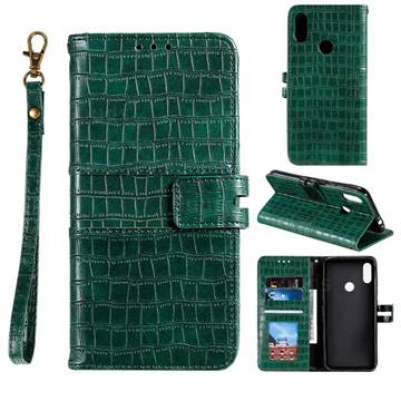 Luxury Crocodile Magnetic Leather Wallet Phone Case for Xiaomi Mi Redmi Note 7 / Note 7 Pro - Green
