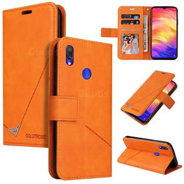 GQ.UTROBE Right Angle Silver Pendant Leather Wallet Phone Case for Xiaomi Mi Redmi Note 7 / Note 7 Pro - Orange
