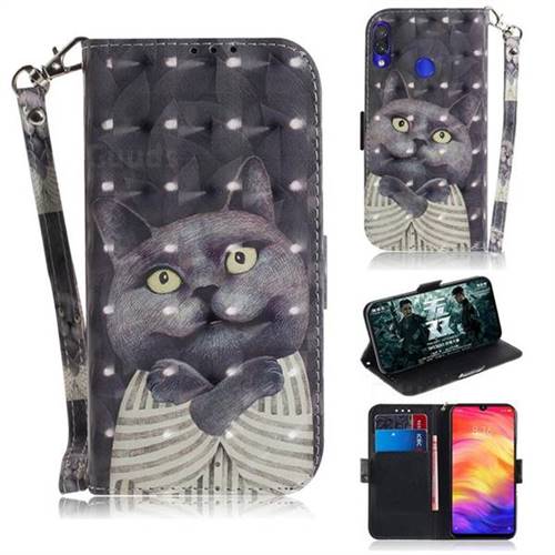 Cat Embrace 3D Painted Leather Wallet Phone Case for Xiaomi Mi Redmi Note 7S