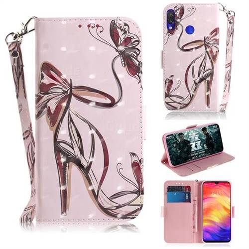 Butterfly High Heels 3D Painted Leather Wallet Phone Case for Xiaomi Mi Redmi Note 7S