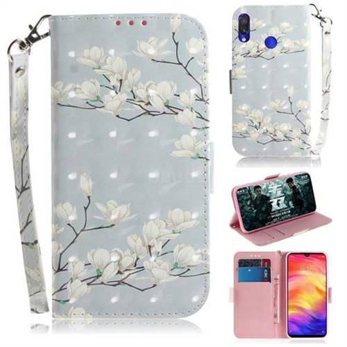 Magnolia Flower 3D Painted Leather Wallet Phone Case for Xiaomi Mi Redmi Note 7S