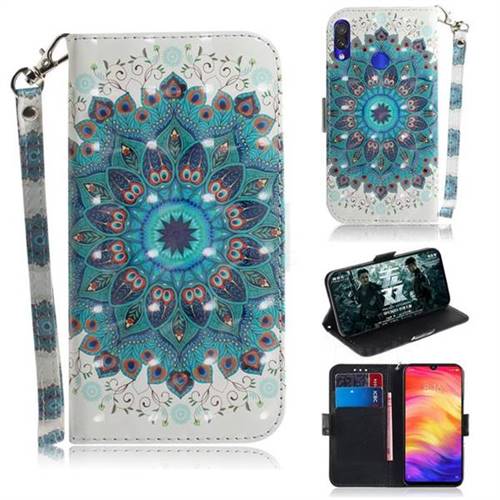 Peacock Mandala 3D Painted Leather Wallet Phone Case for Xiaomi Mi Redmi Note 7S