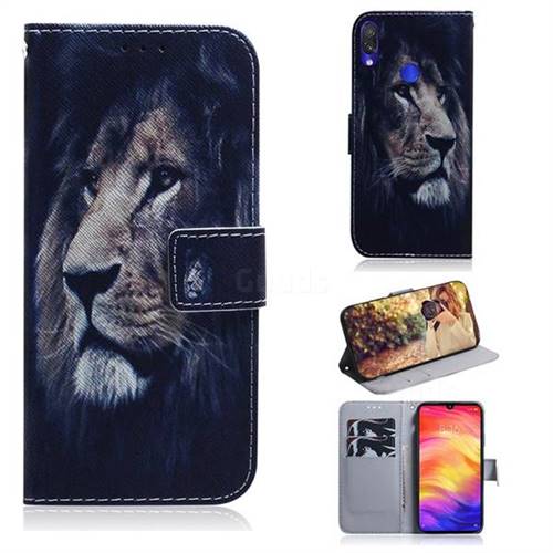 Lion Face PU Leather Wallet Case for Xiaomi Mi Redmi Note 7S