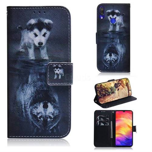 Wolf and Dog PU Leather Wallet Case for Xiaomi Mi Redmi Note 7S