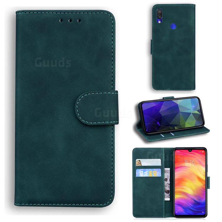Retro Classic Skin Feel Leather Wallet Phone Case for Xiaomi Mi Redmi Note 7S - Green