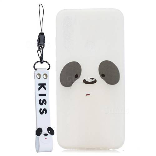 White Feather Panda Soft Kiss Candy Hand Strap Silicone Case for Mi Xiaomi Redmi Note 8