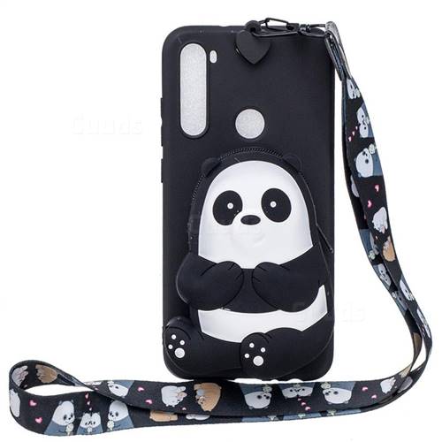Cute Panda Neck Lanyard Zipper Wallet Silicone Case for Mi Xiaomi Redmi Note 8