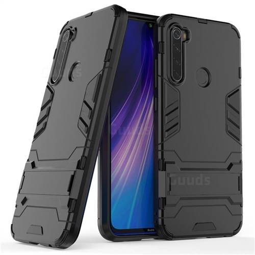 Armor Premium Tactical Grip Kickstand Shockproof Dual Layer Rugged Hard Cover for Mi Xiaomi Redmi Note 8 - Black