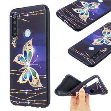 Golden Shining Butterfly 3D Embossed Relief Black Soft Back Cover for Mi Xiaomi Redmi Note 8