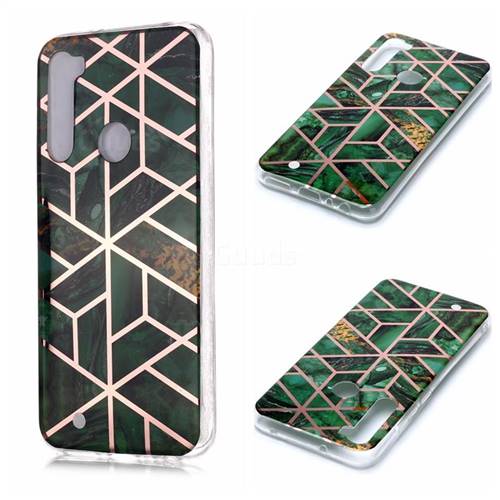 Green Rhombus Galvanized Rose Gold Marble Phone Back Cover for Mi Xiaomi Redmi Note 8