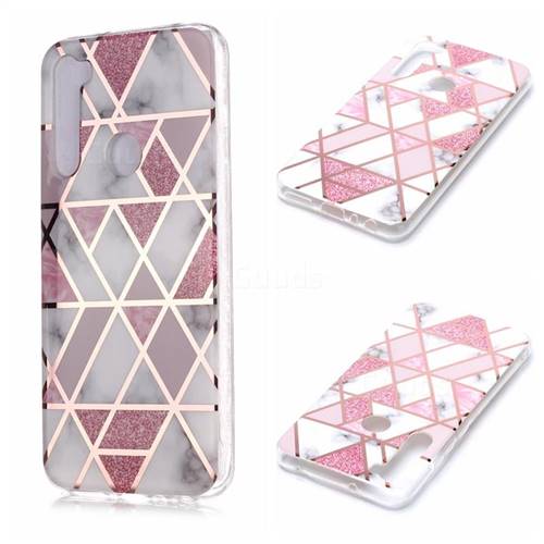 Pink Rhombus Galvanized Rose Gold Marble Phone Back Cover for Mi Xiaomi Redmi Note 8