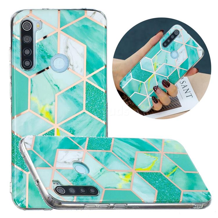 Green Glitter Painted Marble Electroplating Protective Case for Mi Xiaomi Redmi Note 8
