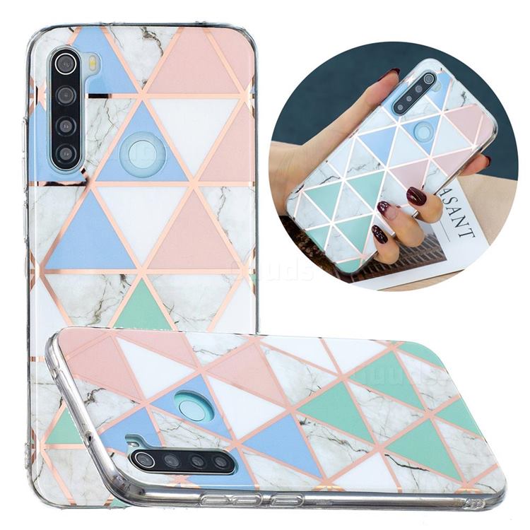 Fresh Triangle Painted Marble Electroplating Protective Case for Mi Xiaomi Redmi Note 8